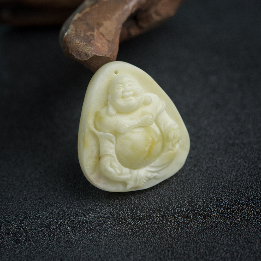 象牙白白蜜弥勒佛吊坠-红掌柜