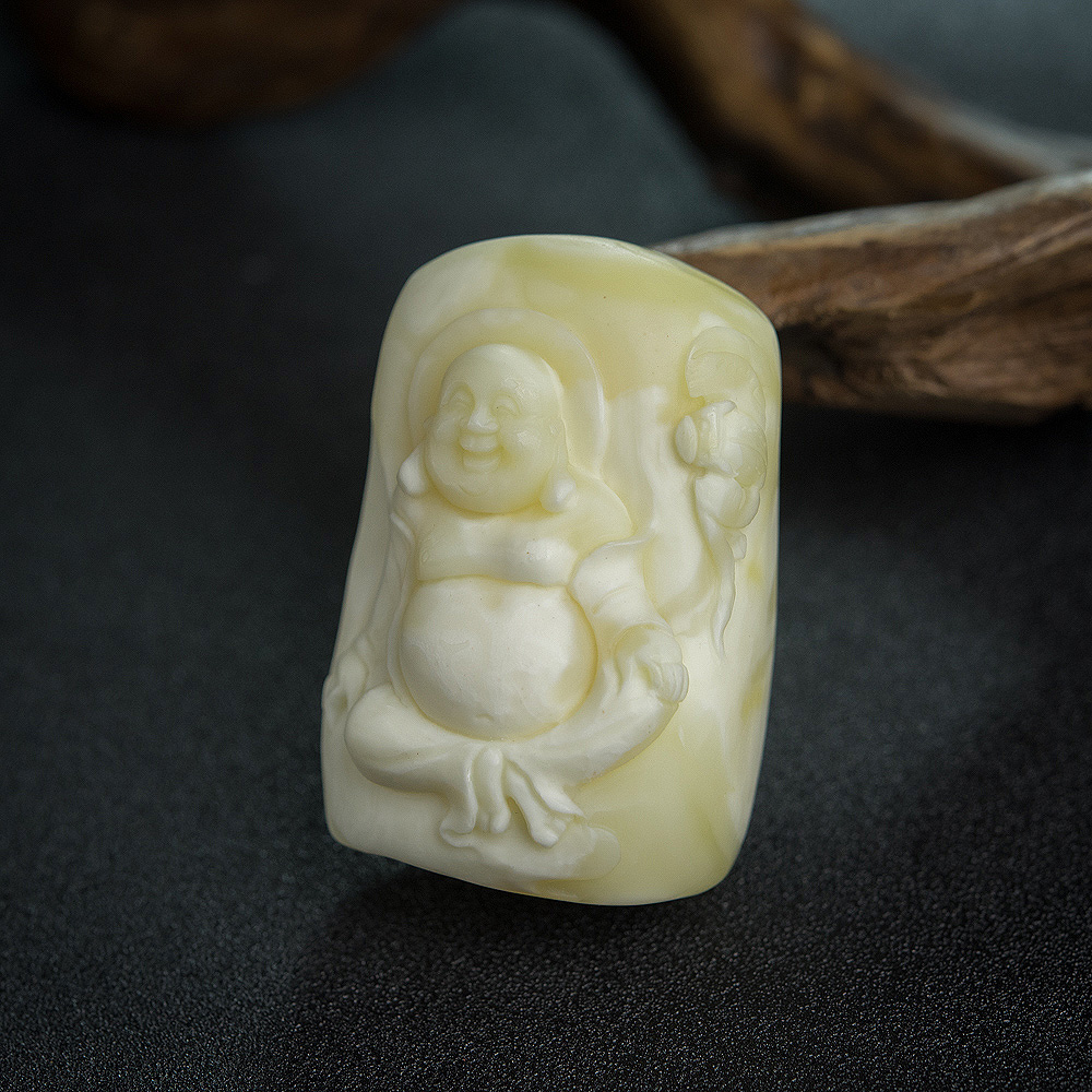 象牙白白蜜弥勒佛挂坠-红掌柜