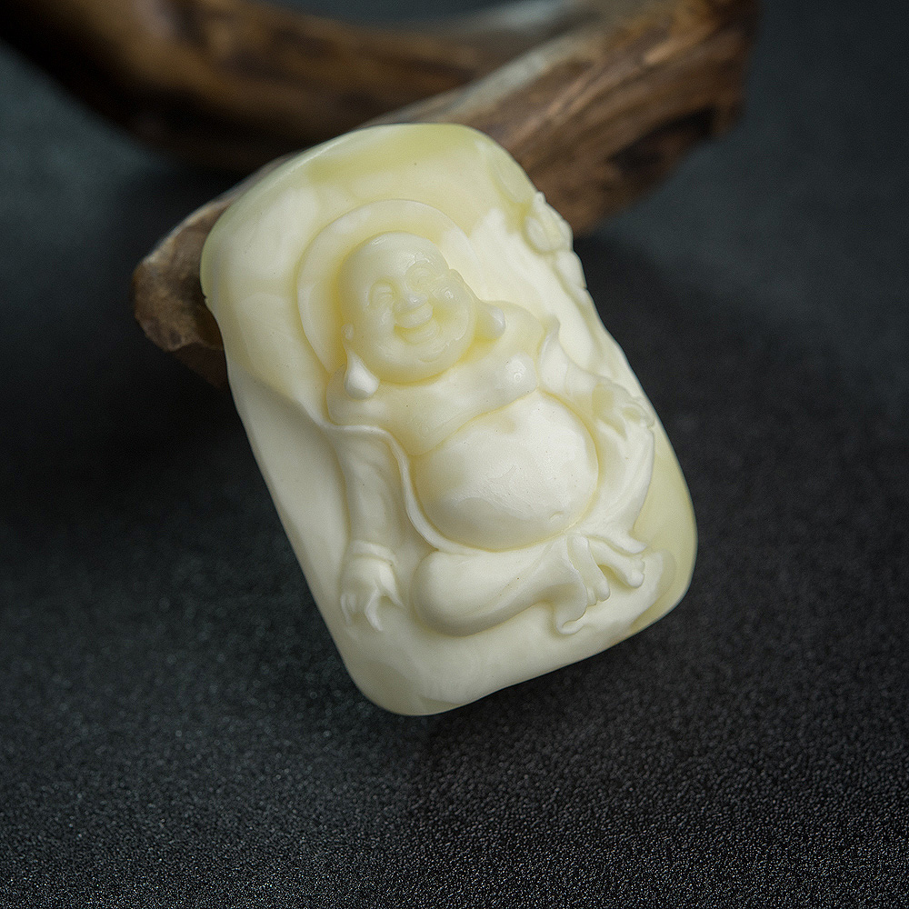 天然白蜜弥勒佛挂坠-红掌柜