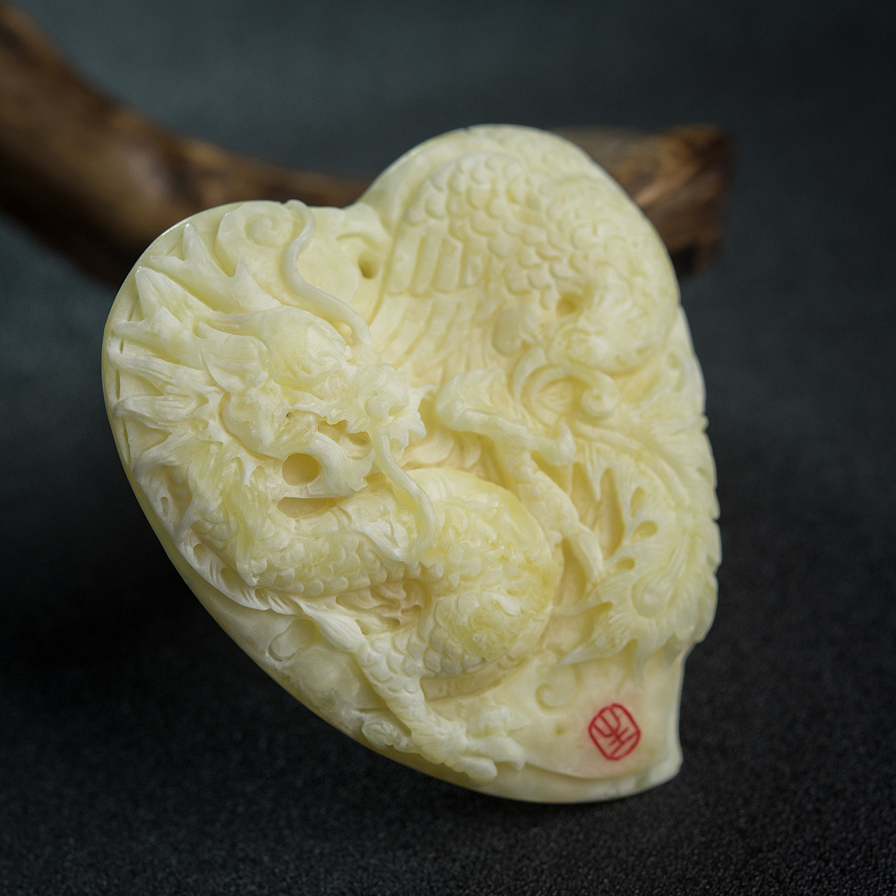 白蜜龙凤呈祥挂坠-红掌柜