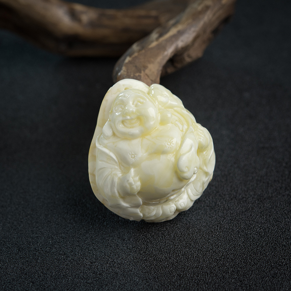 象牙白白蜜弥勒佛吊坠-红掌柜