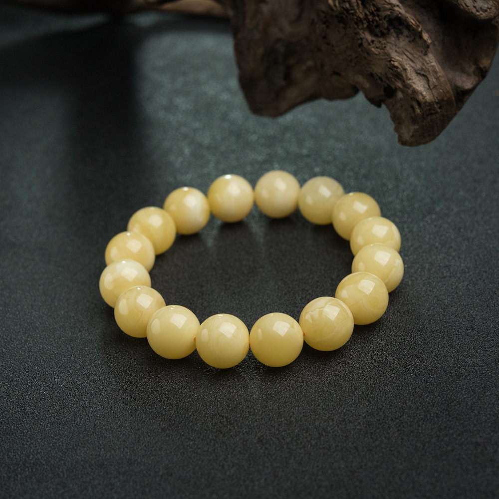 天然鸡油黄蜜蜡手串-红掌柜