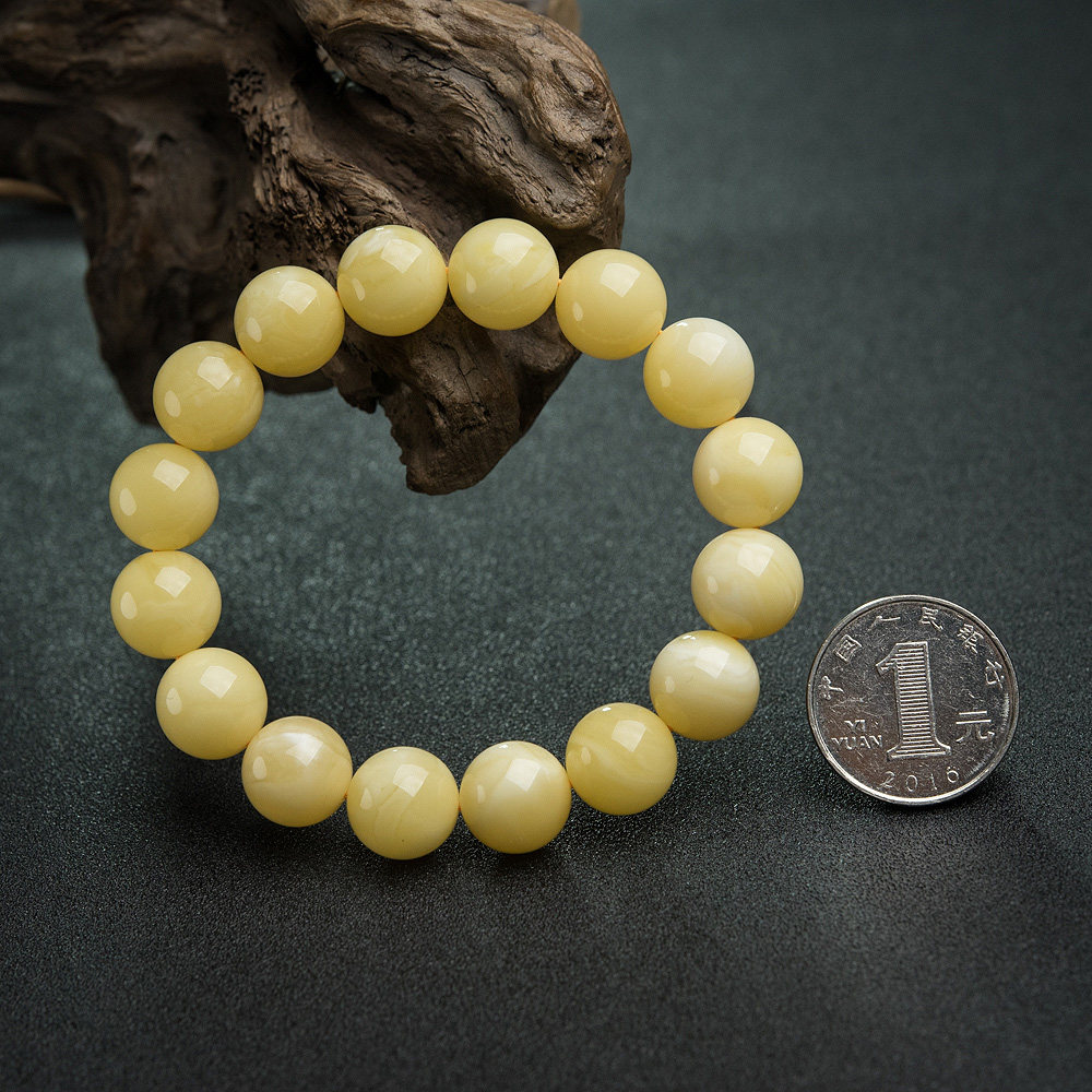 天然鸡油黄蜜蜡手串-红掌柜