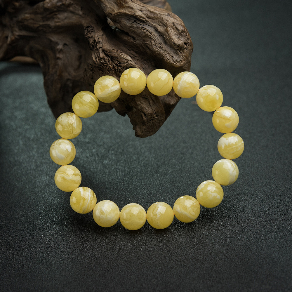 12mm白花蜜蜡单圈手串-红掌柜