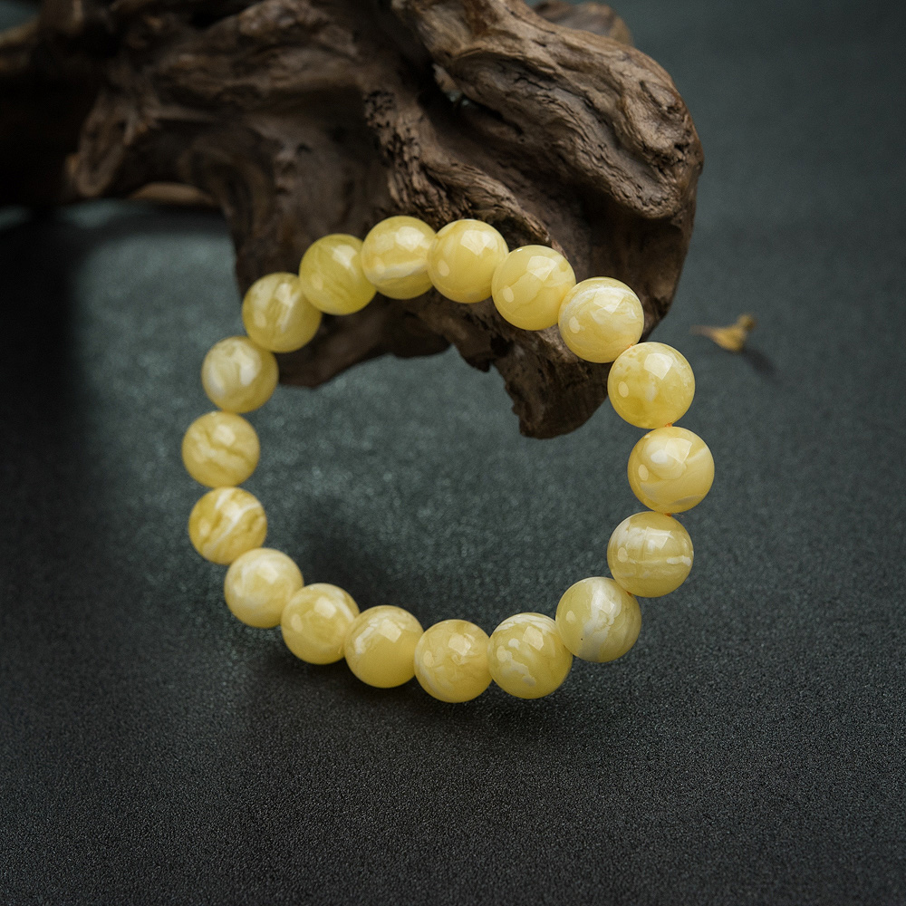 白花蜜蜡单圈手串-红掌柜