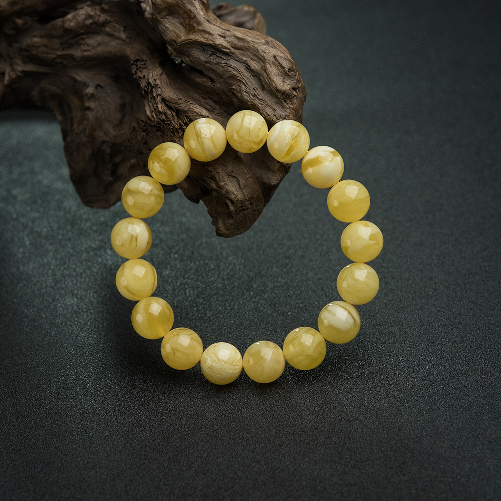 12mm白花蜜蜡单圈手串-红掌柜