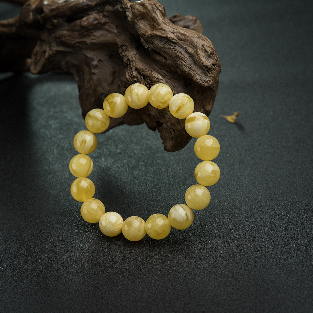 白花蜜蜡单圈手串-红掌柜