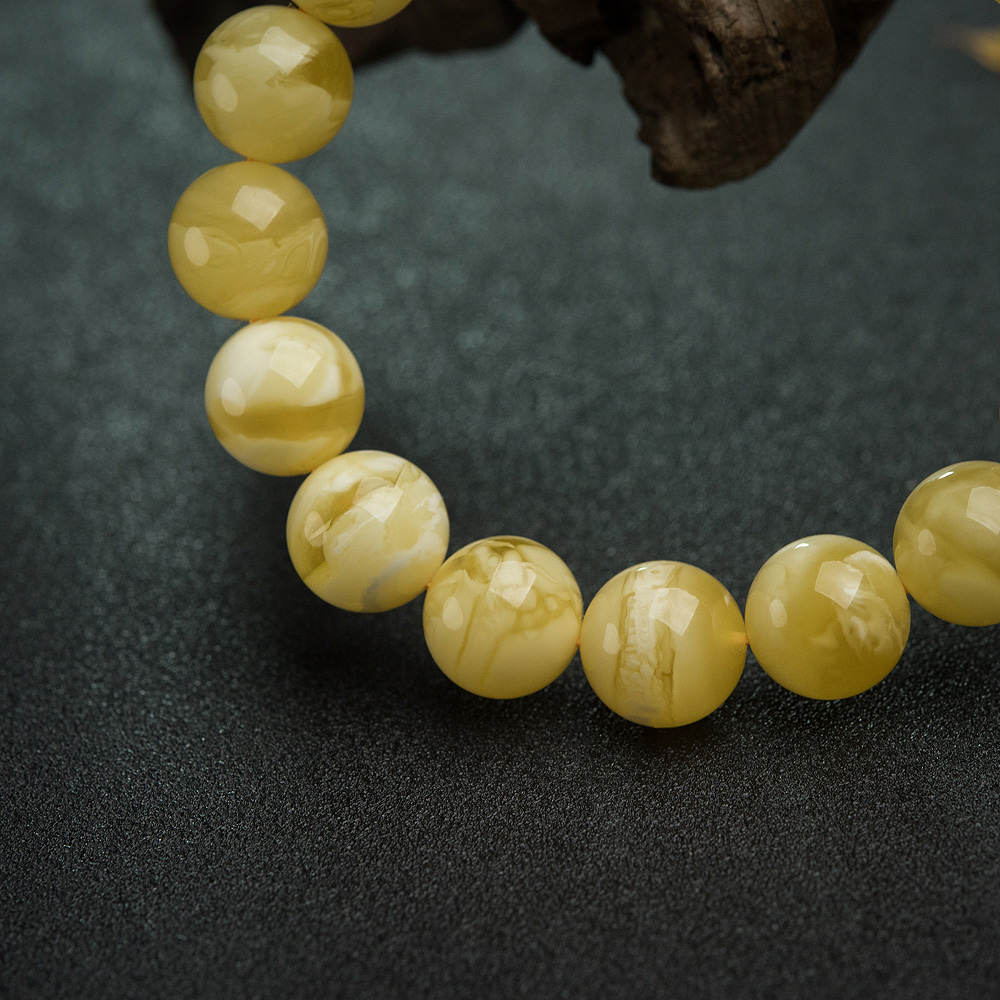 天然白花蜜蜡手串-红掌柜