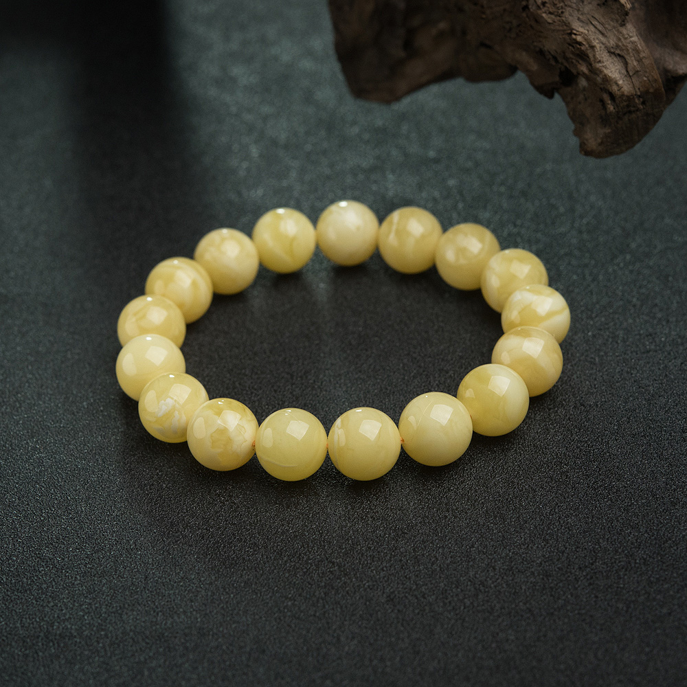 天然蜜蜡单圈手串-红掌柜