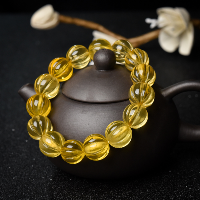 天然金珀南瓜珠单圈手串-红掌柜