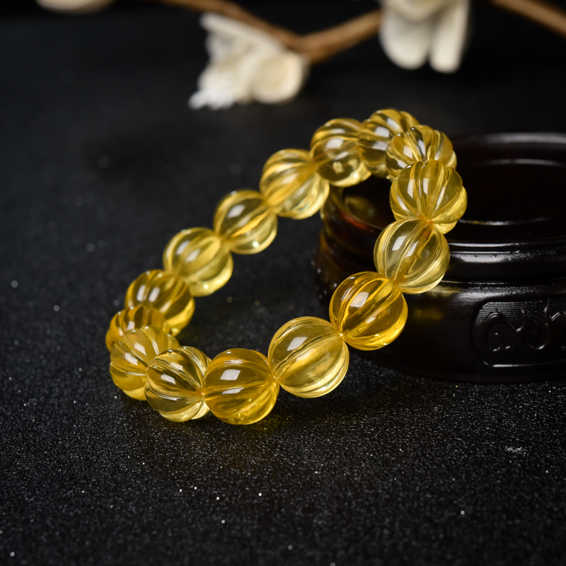 天然金珀单圈手串-红掌柜