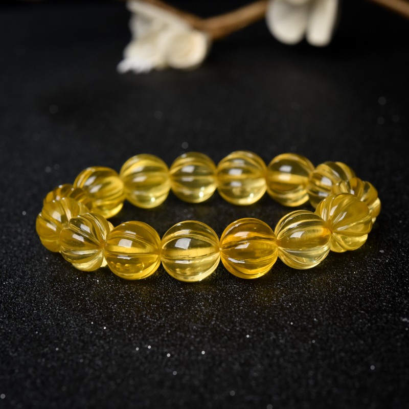 天然金珀南瓜珠手串-红掌柜