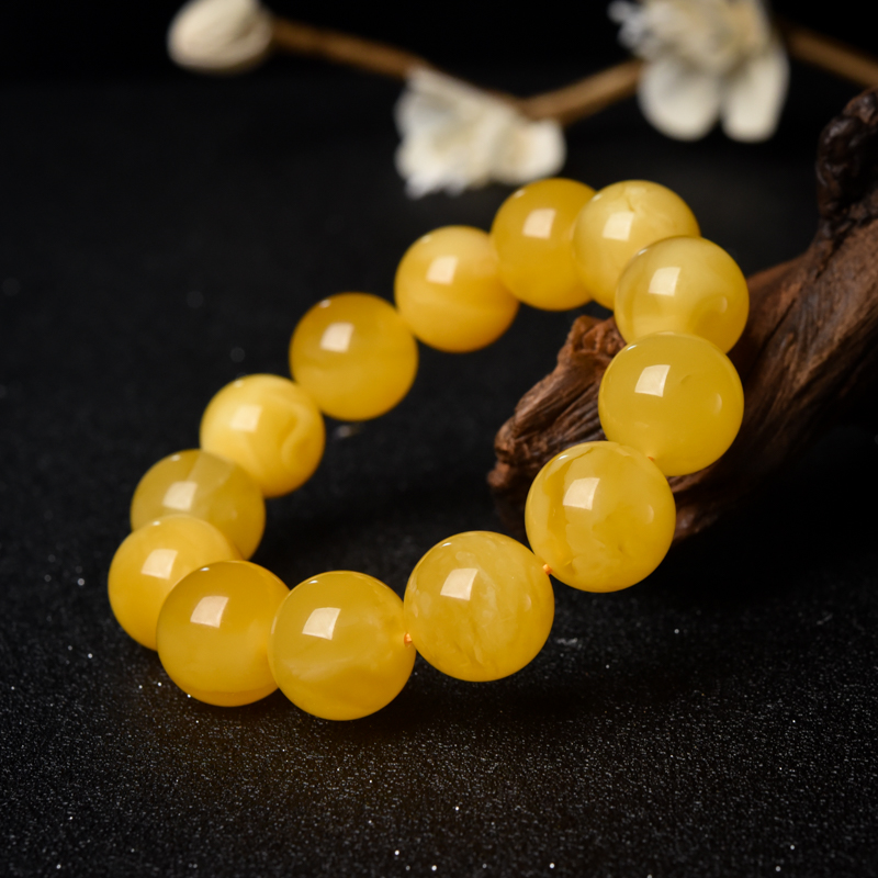 18mm波罗的海鸡油黄蜜蜡单圈手串-红掌柜