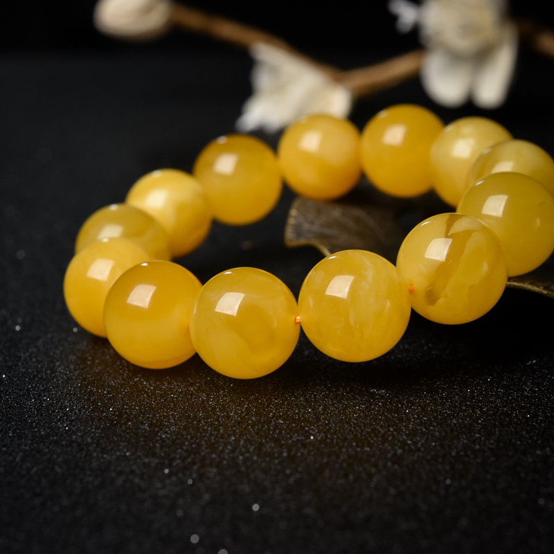 天然蜜蜡单圈手串-红掌柜