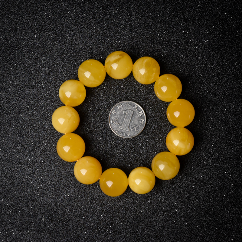 18mm鸡油黄蜜蜡手串-红掌柜