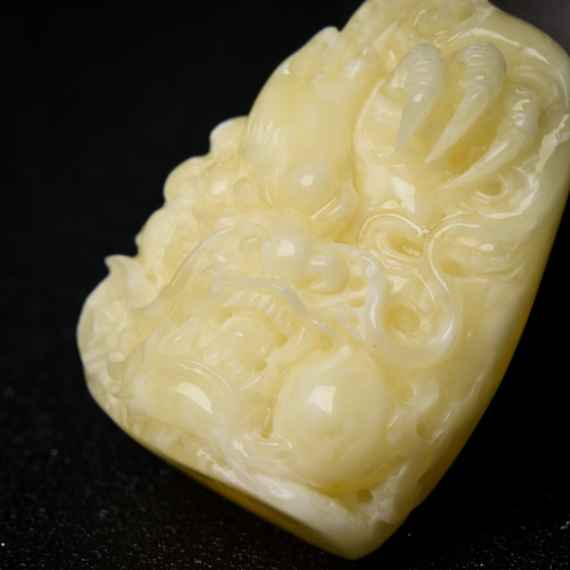 天然浅黄蜜蜡吊坠-红掌柜