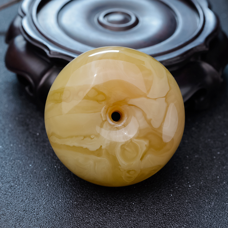 波罗的海褐黄蜜蜡平安扣吊坠-红掌柜