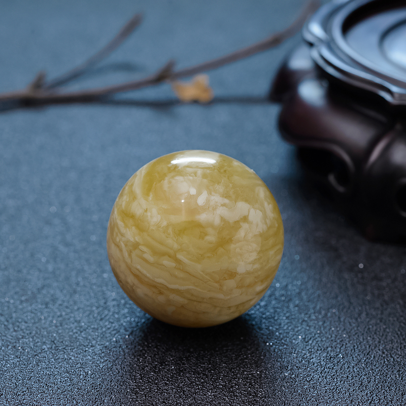 天然白花蜜蜡圆珠-红掌柜