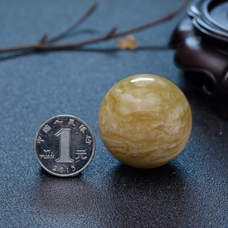 37.5mm白花蜜蜡圆珠-红掌柜