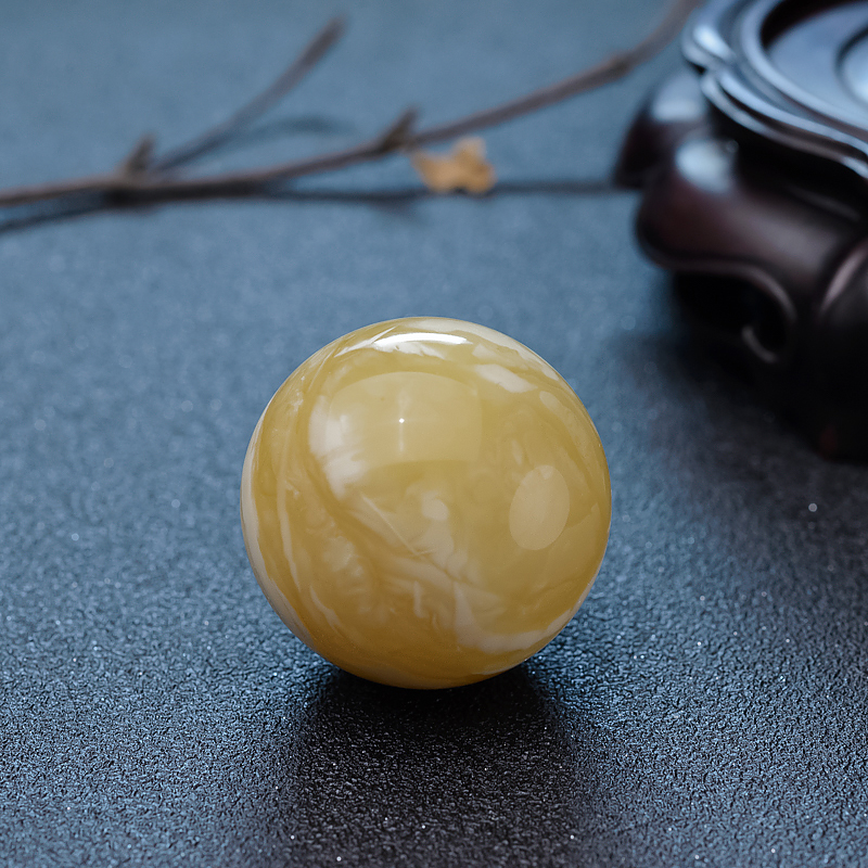 38mm白花蜜蜡圆珠-红掌柜