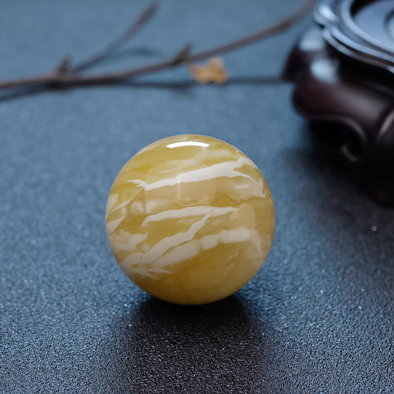 38mm波罗的海蜜蜡圆珠-红掌柜