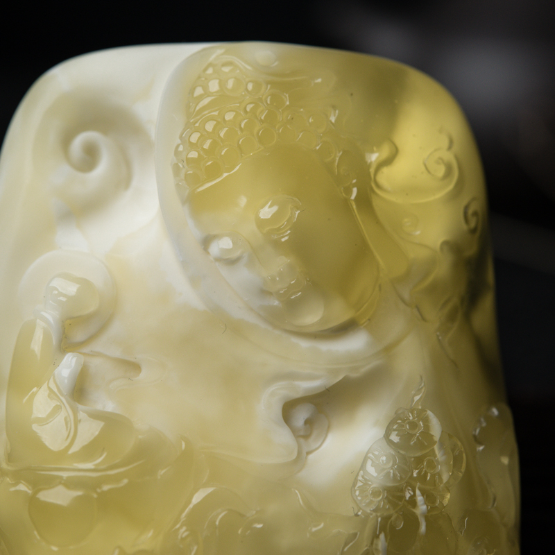 天然白花蜜蜡悟道吊坠-红掌柜