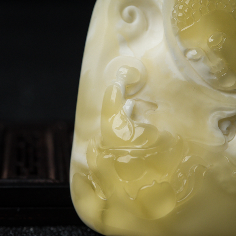 白花天然蜜蜡悟道吊坠-红掌柜