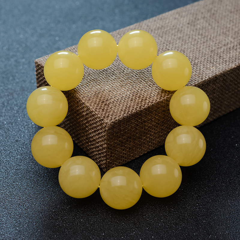 21mm鸡油黄蜜蜡单圈手串-红掌柜