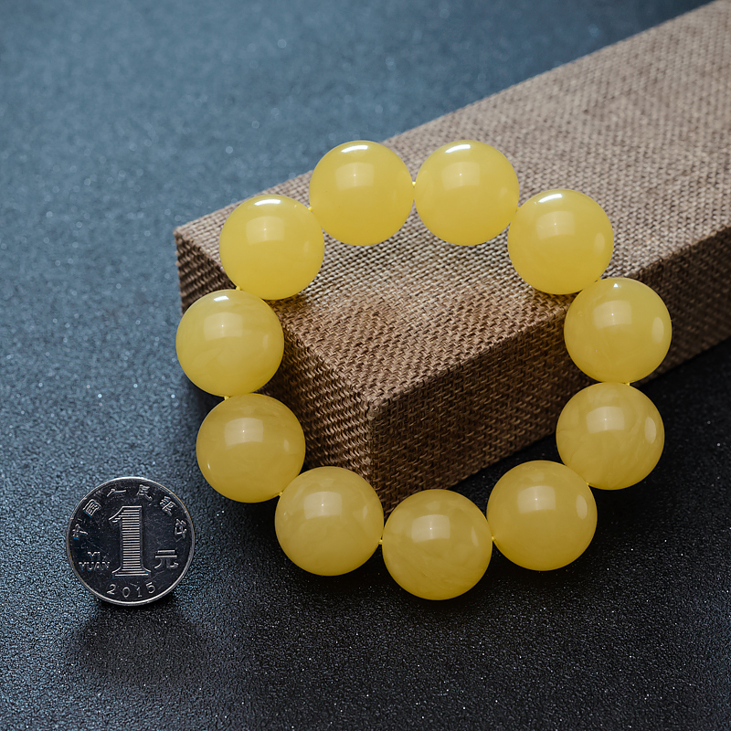 天然鸡油黄蜜蜡手串-红掌柜