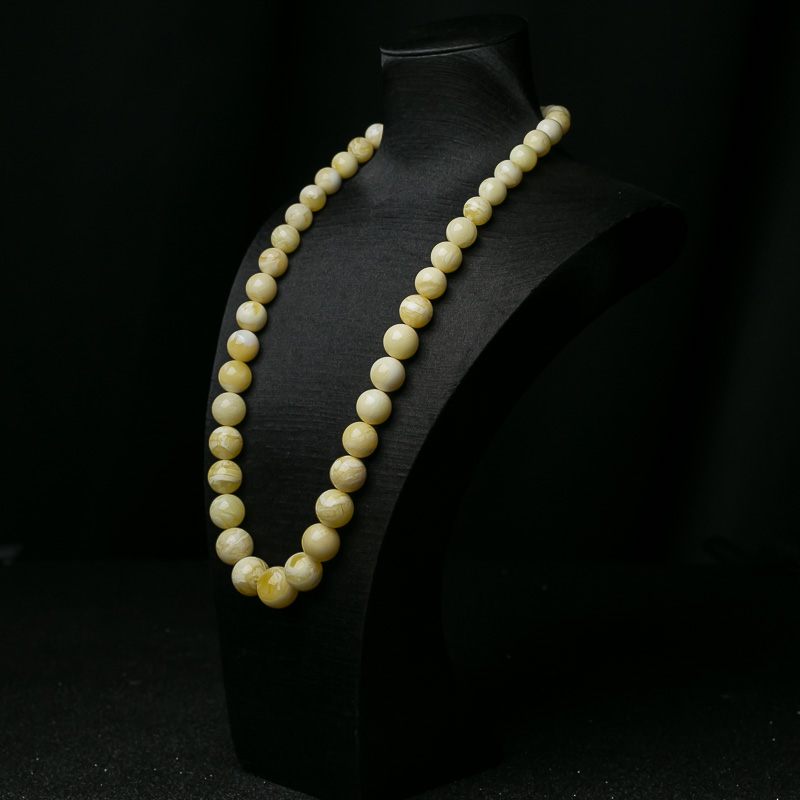 天然白花蜜蜡塔链-红掌柜