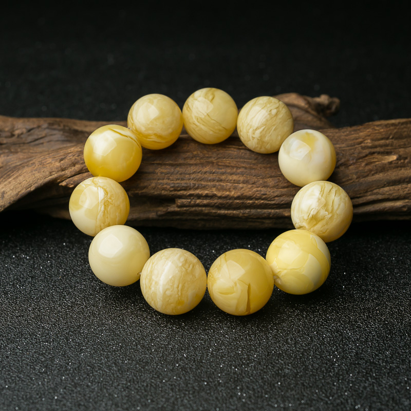 波罗的海天然白花蜜蜡单圈手串-红掌柜