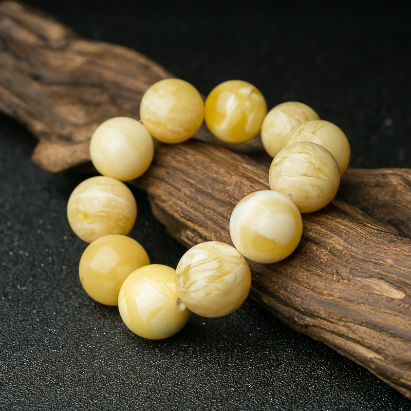 天然白花蜜蜡单圈手串-红掌柜