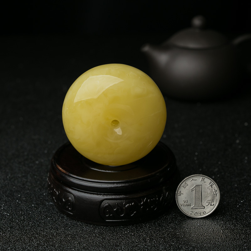 天然鸡油黄蜜蜡吊坠-红掌柜