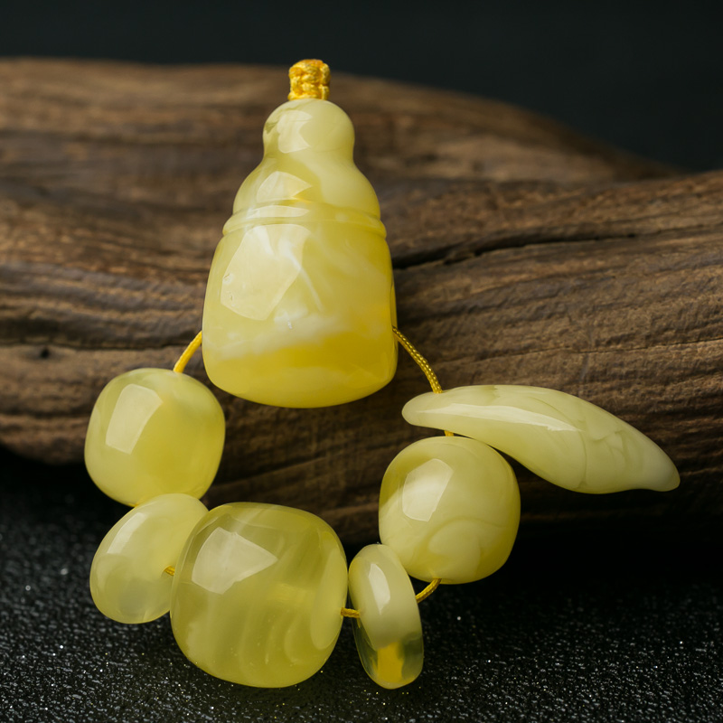 天然柠檬黄蜜蜡配件套装-红掌柜