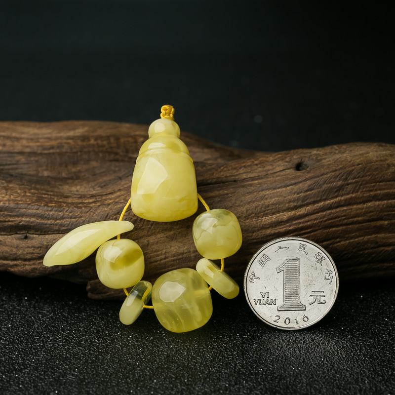 天然波罗的海柠檬黄蜜蜡配件套装-红掌柜