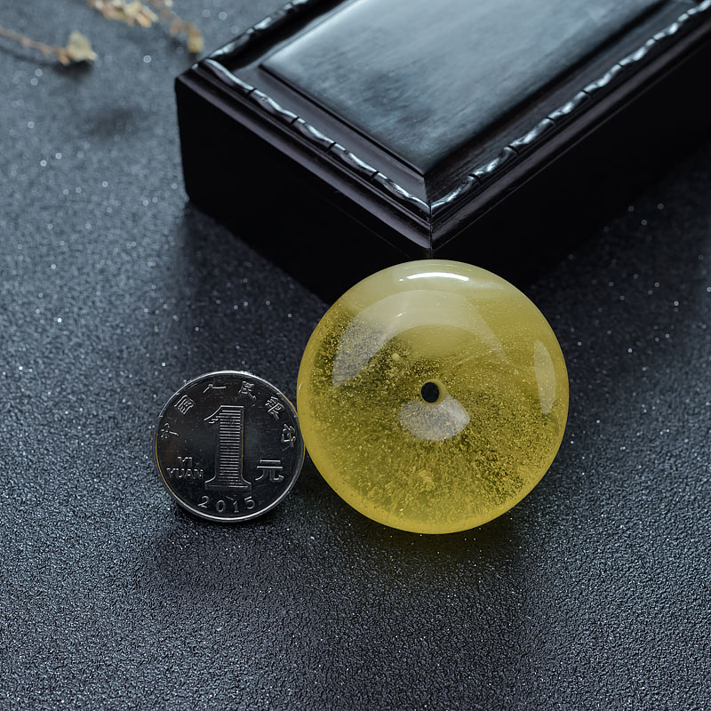 柠檬黄蜜蜡平安扣-红掌柜