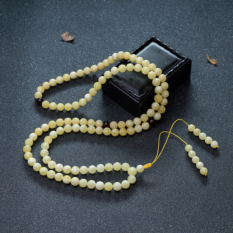 白花蜜蜡108佛珠-红掌柜