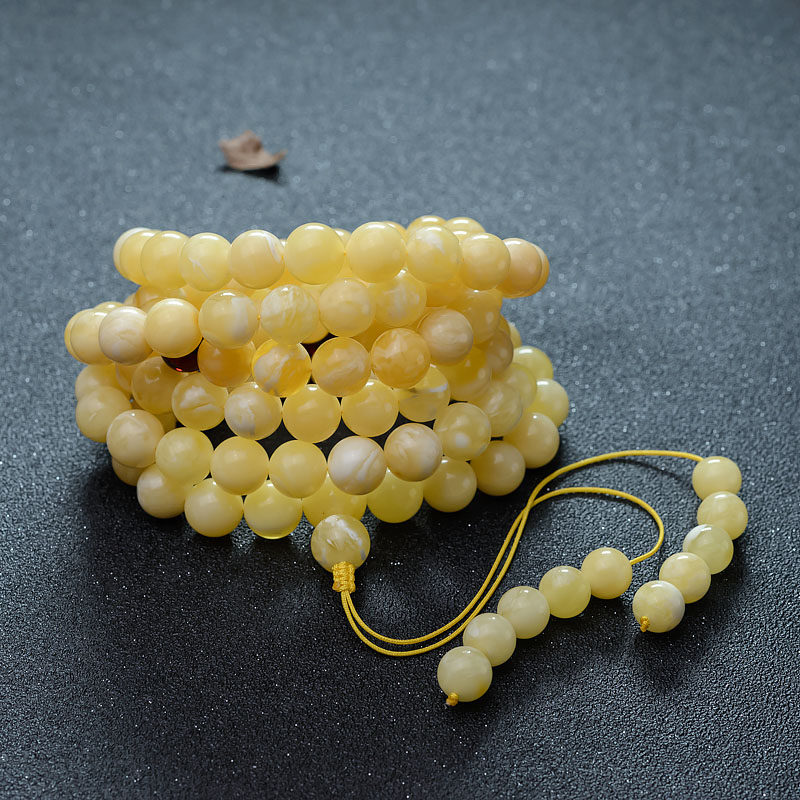 白花蜜蜡佛珠-红掌柜