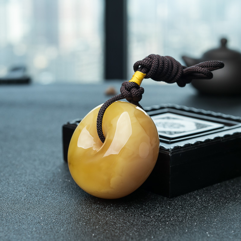 蜜蜡平安扣吊坠-红掌柜