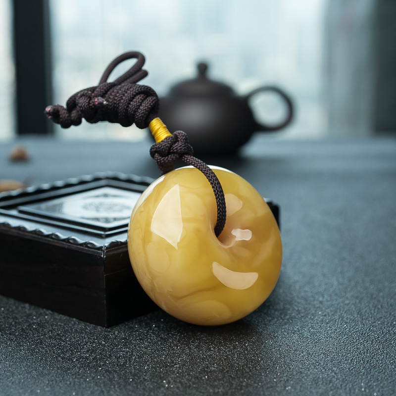 天然蜜蜡平安扣吊坠-红掌柜