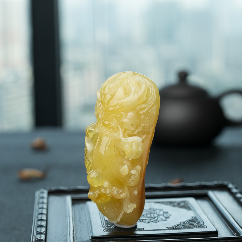 蜜蜡龙吊坠-红掌柜