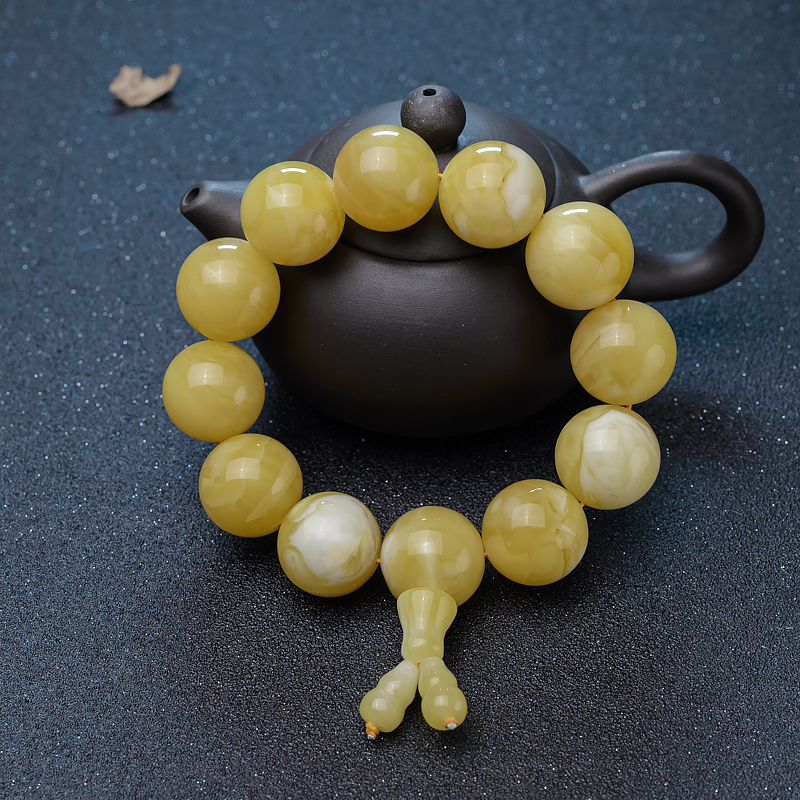 天然蜜蜡单圈手串-红掌柜