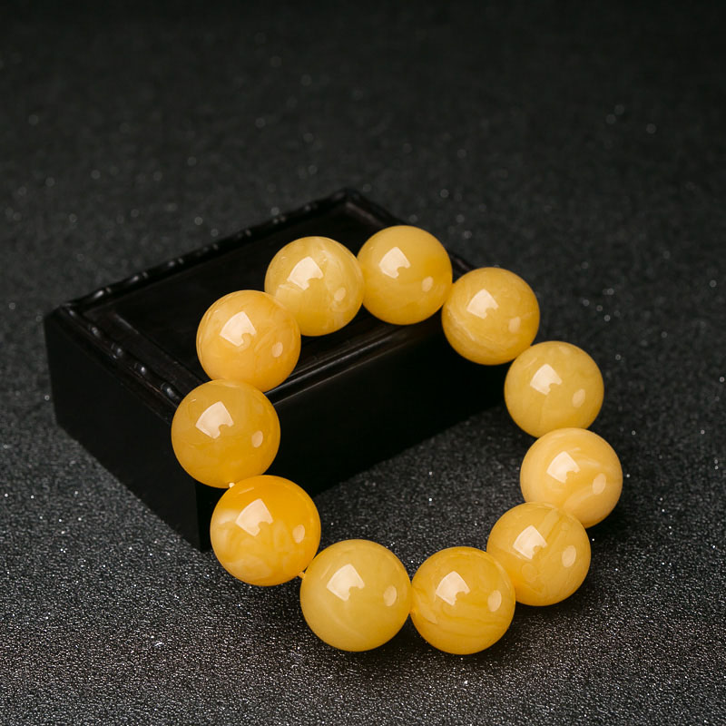 21.4mm天然波罗的海鸡油黄蜜蜡手串-红掌柜