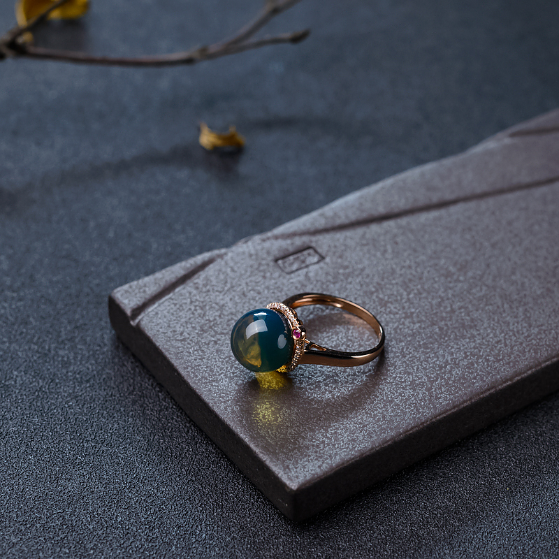 金镶钻净水多米蓝珀戒指-红掌柜