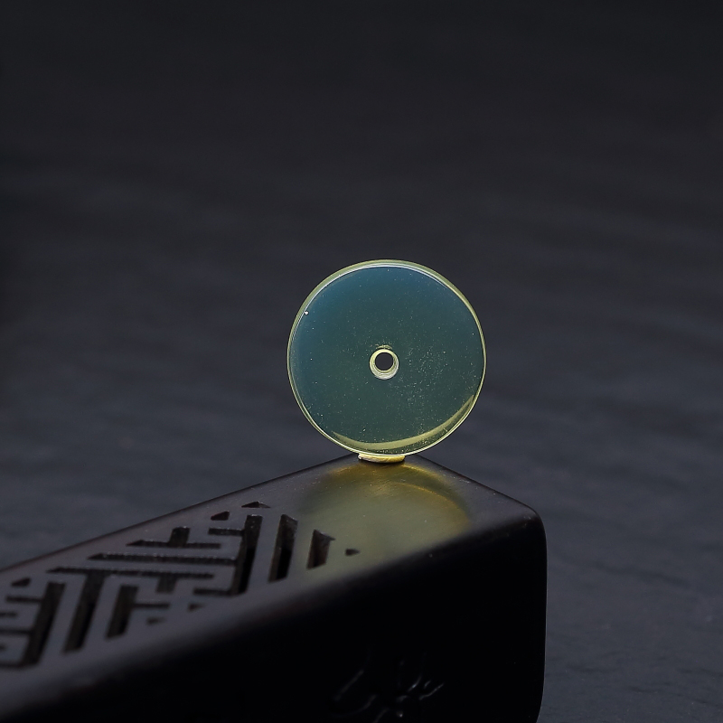 天然净水天空蓝多米蓝珀平安扣吊坠-红掌柜