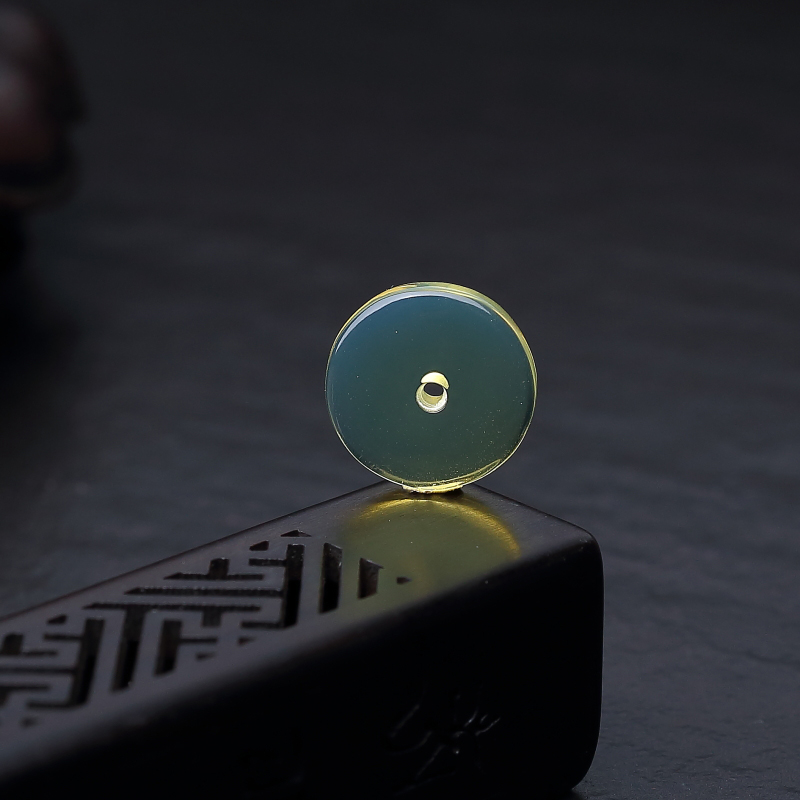 天然净水多米蓝珀平安扣吊坠-红掌柜