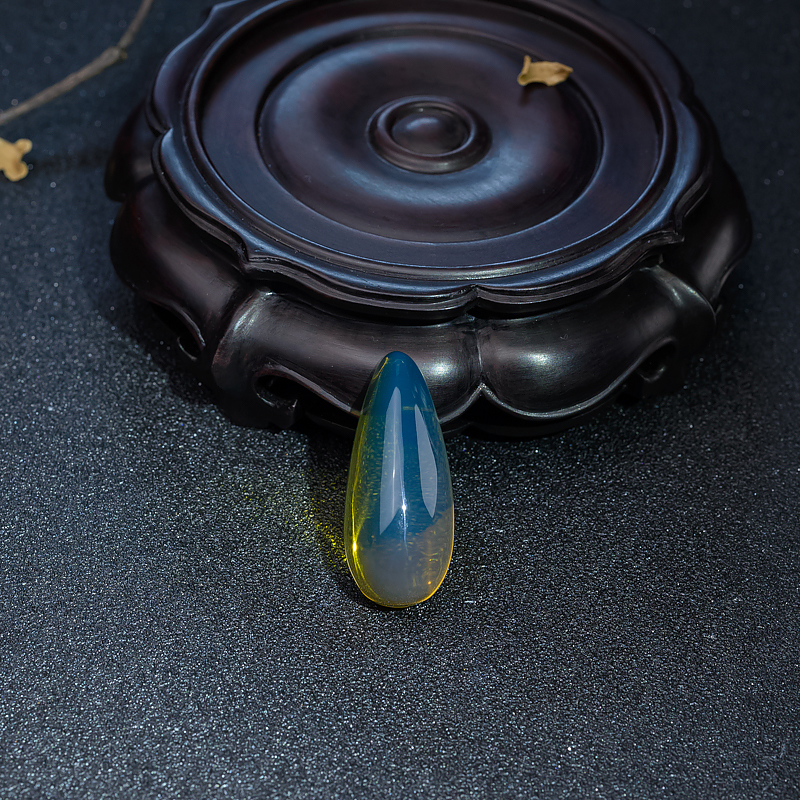 净水天空蓝多米蓝珀水滴吊坠-红掌柜