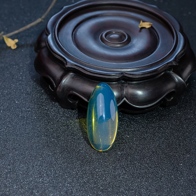 净水天空蓝多米蓝珀随形吊坠-红掌柜