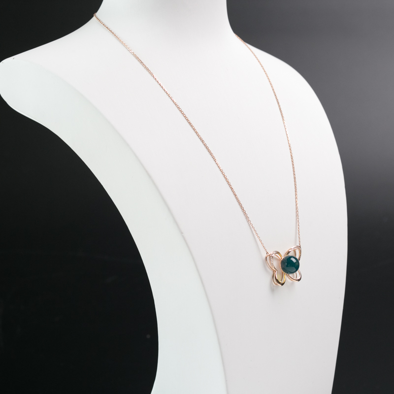 金镶钻天空蓝多米蓝珀锁骨链-红掌柜