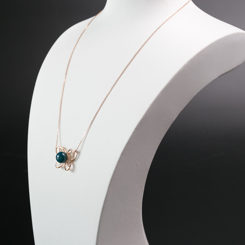 18K天空蓝多米蓝珀锁骨链-红掌柜